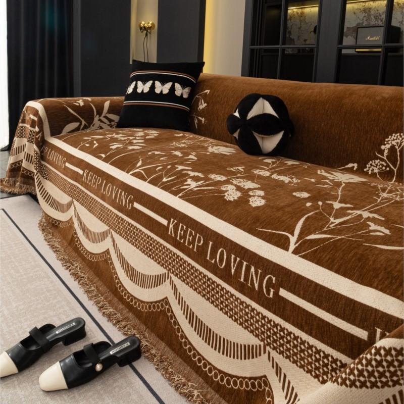 All-Season Universal Couch Camping Blanket Sofa Mat Chenille Ethnic Style Sofa Cover Full Coverage Non-Slip Couch Protector