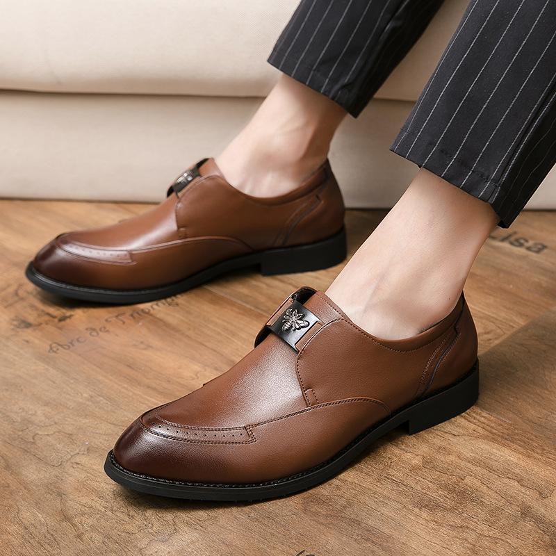 

Autumn new British casual leather shoes men s spring business dress men s foot loafers Korean version of trendy men s shoes 45