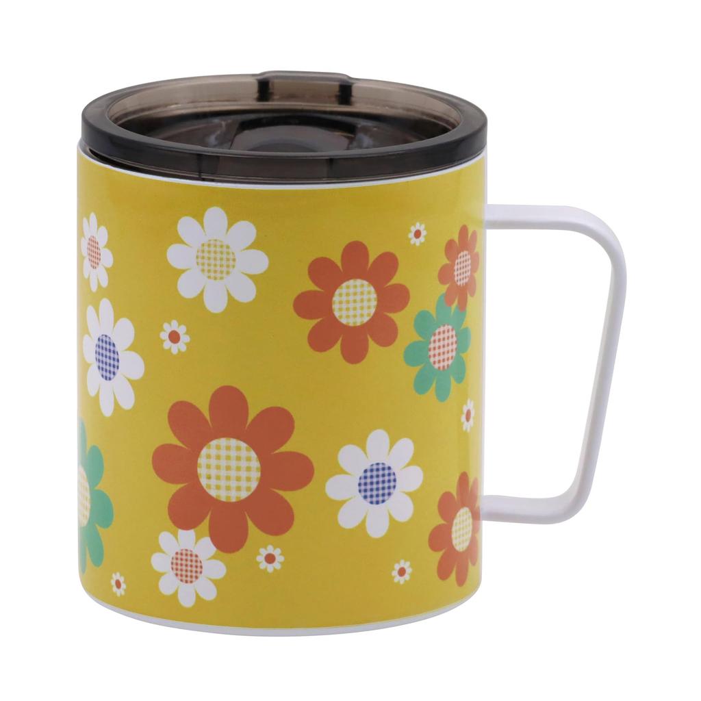 OGURA with Stainless Vacuum Insulates for Hot or Cold Retro Showa Romantic Margaret Mug, 350ml, Lid, Steel, Insulated, Drinks, Design,