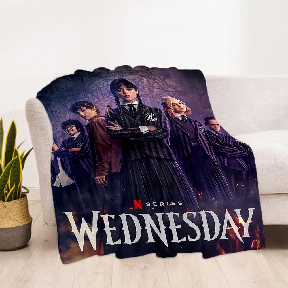 1pc Wednesday Outdoor Blanket Lightweight Flannel, Soft & Warm, All-Season Use for Sofa, Outdoor, Camping, Living Room, Office057