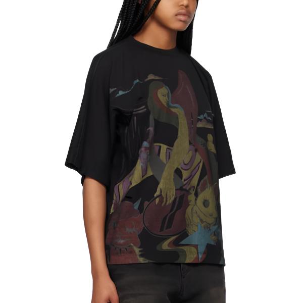We11done Ss23 Water Wash Monster Print Short Sleeve T-Shirt Unisex T-Shirt Black WD-TT1-23-820-U-BK