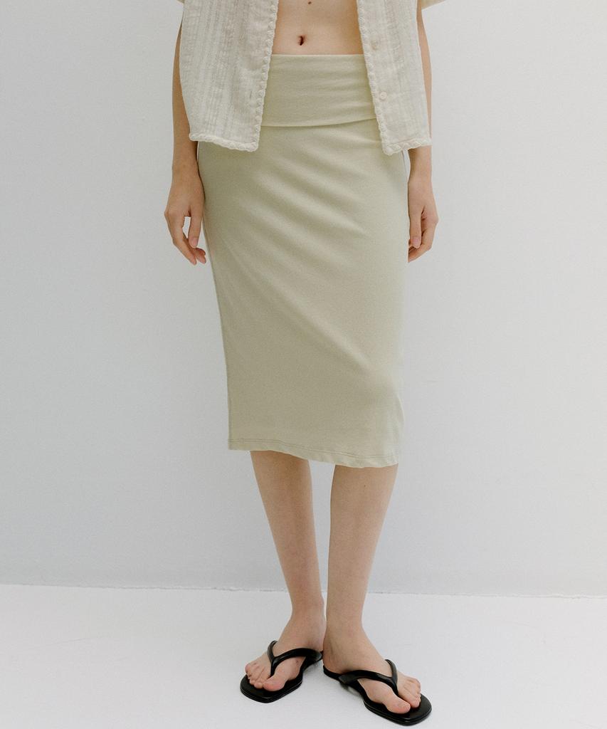 Beullaengkeu03 Fold-Over Waist Jersey Skirt (Butter)