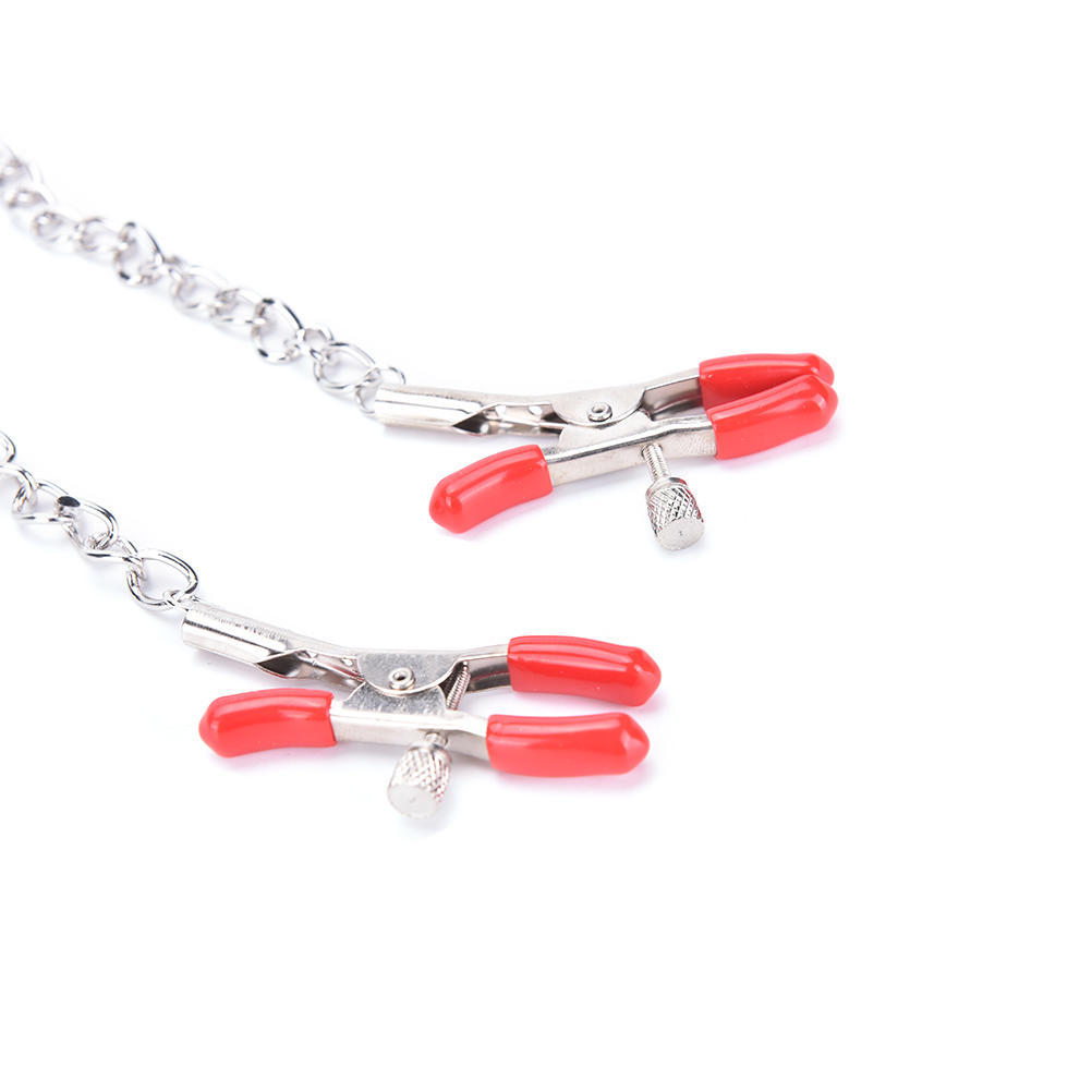 Breast Nipple Adjustable 3 Clamps W Chain Clip Clamp Bondage Metal Sex Toy