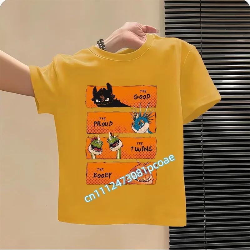 Dragon Tamer Summer Tshirt Boys Sports Shirt Girls Casual Top Cartoon Print Childrens Pure Cotton Short Sleeve Shirt