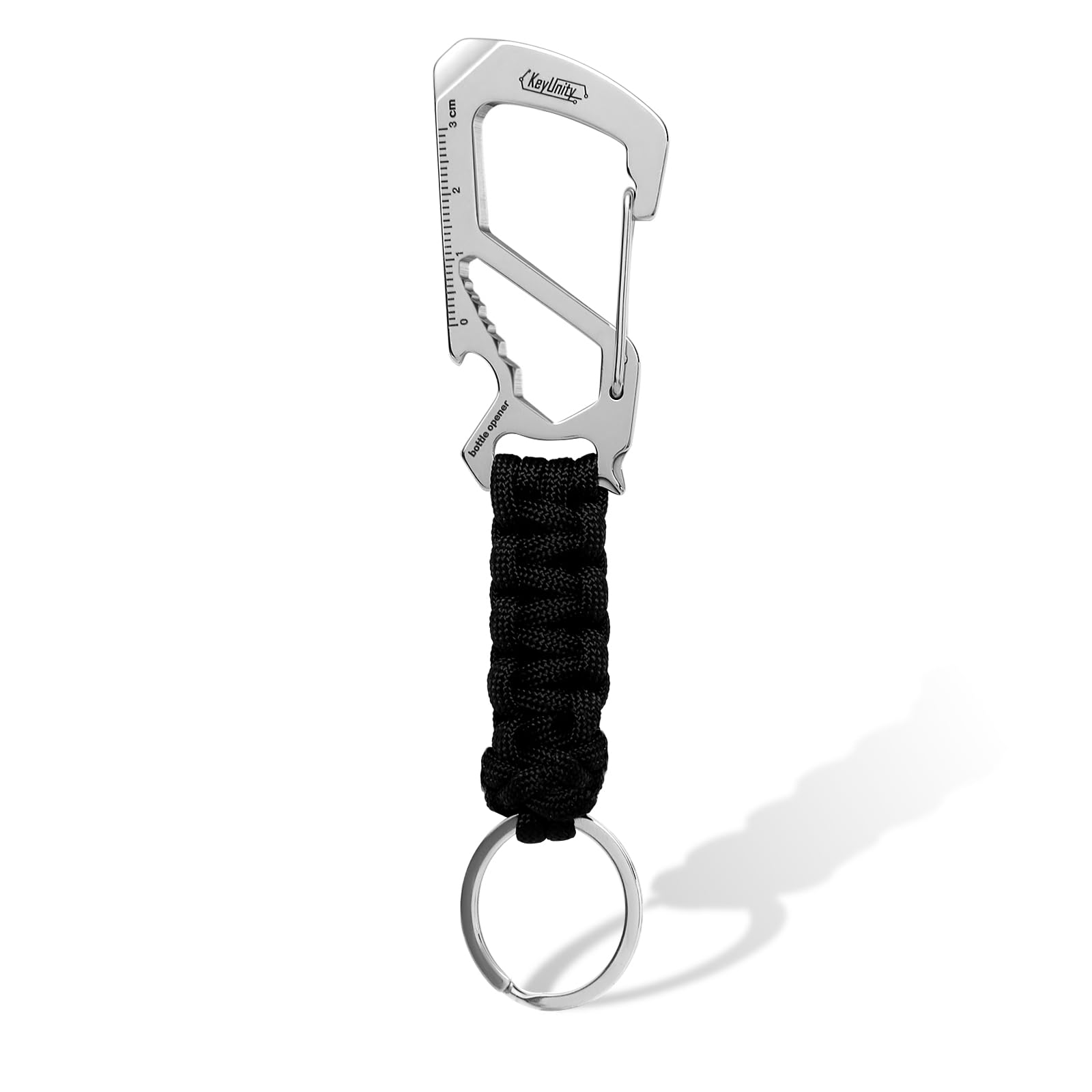 

KeyUnity KC00 Paracord Keychain with Stainless Steel Carabiner with Braided 550 116mm Keychain Strap Ring Hook Clip Carabiner, Ring, Paracord, Length,