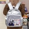 Y2K Emoji Cat Ita Backpack Cute Girls Transparent Rucksack Large Capacity Student DIY Display School Bag Fashion Travel Knapsack