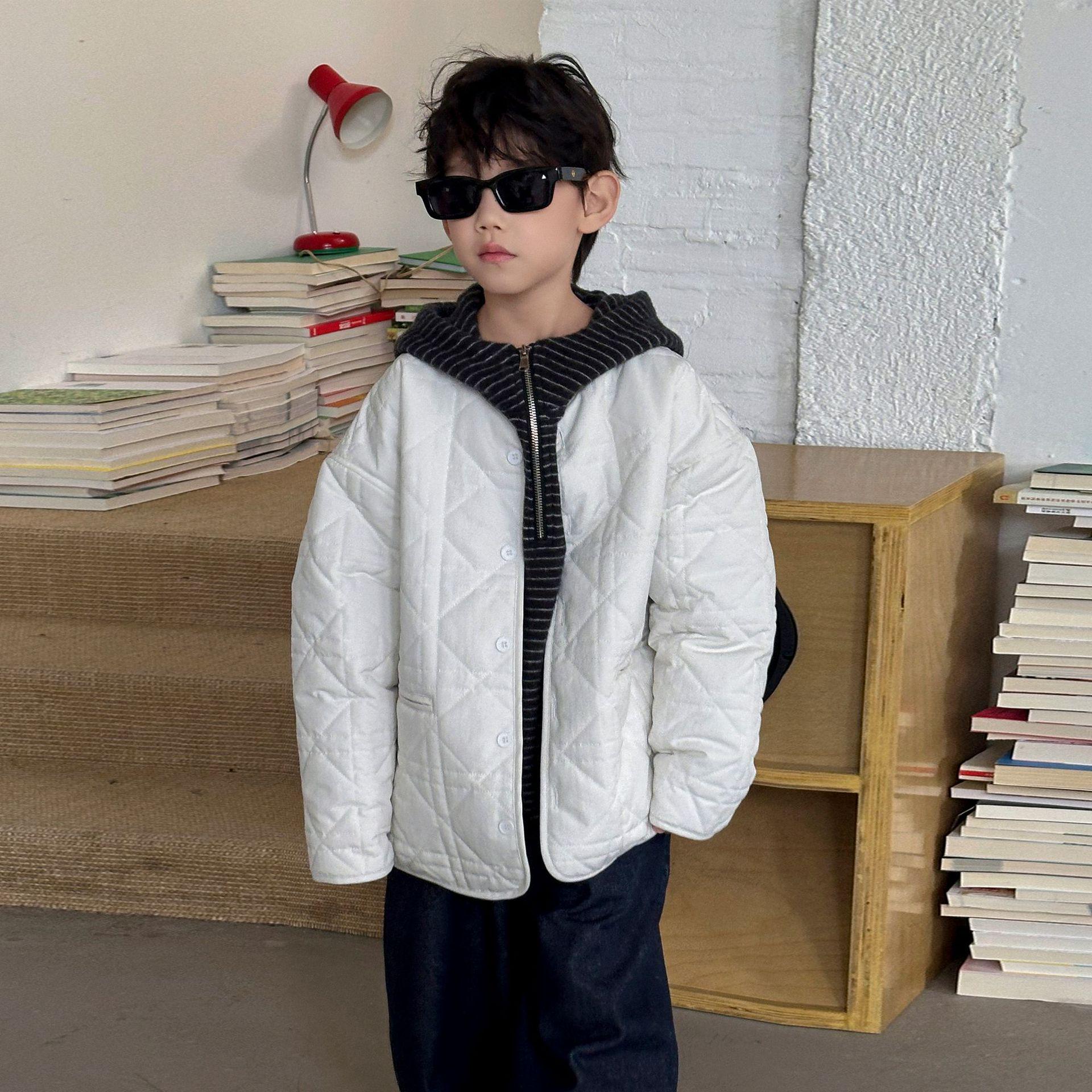 Boys  Winter Cotton Coat - 2025 New Korean Style Warm Padded Jacket 130cm абрикосовый