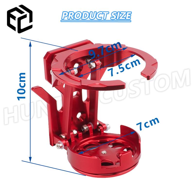 Anti-Vibration Rotatable & Foldable CNC Metal Motorcycle Cup Holder – Ideal for Touring & Commuting