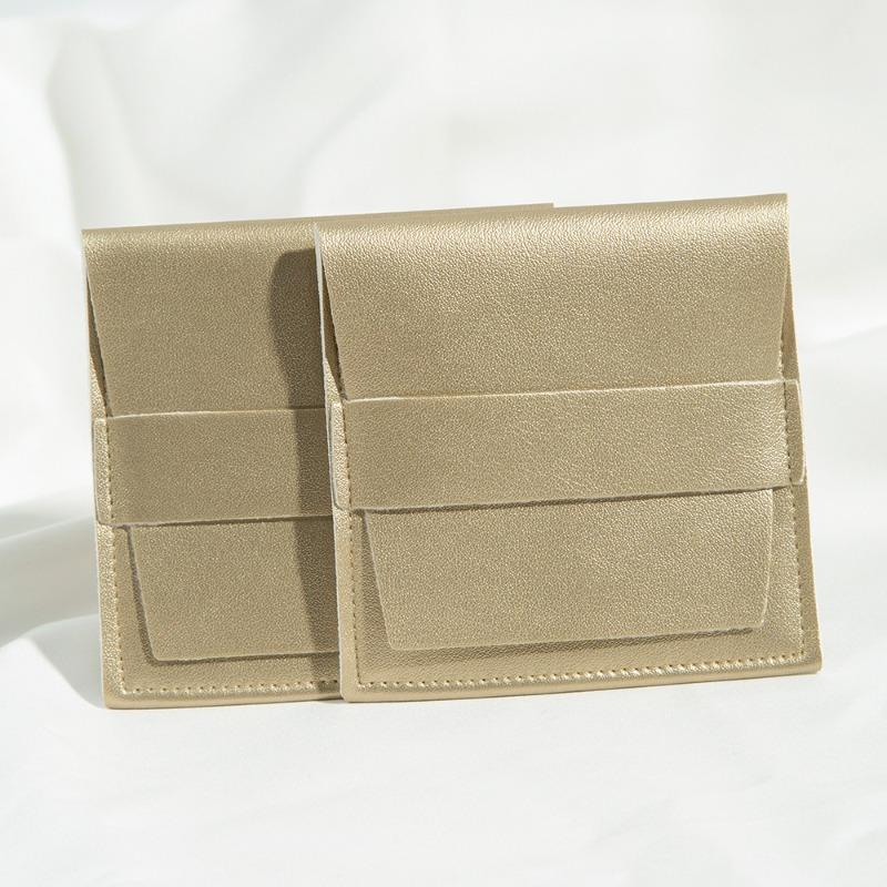 Flip-top gift imitation leather pu jewelry packaging bag snap bag necklace ring storage bag 8*8cm;gold