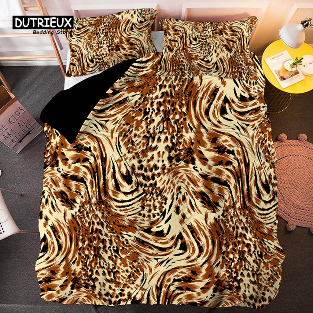 Colorful Leopard Print Bedding Set Microfiber Animal Skin Pattern Print Duvet Cover For Teens Adults Pillowcases Bedroom Decor