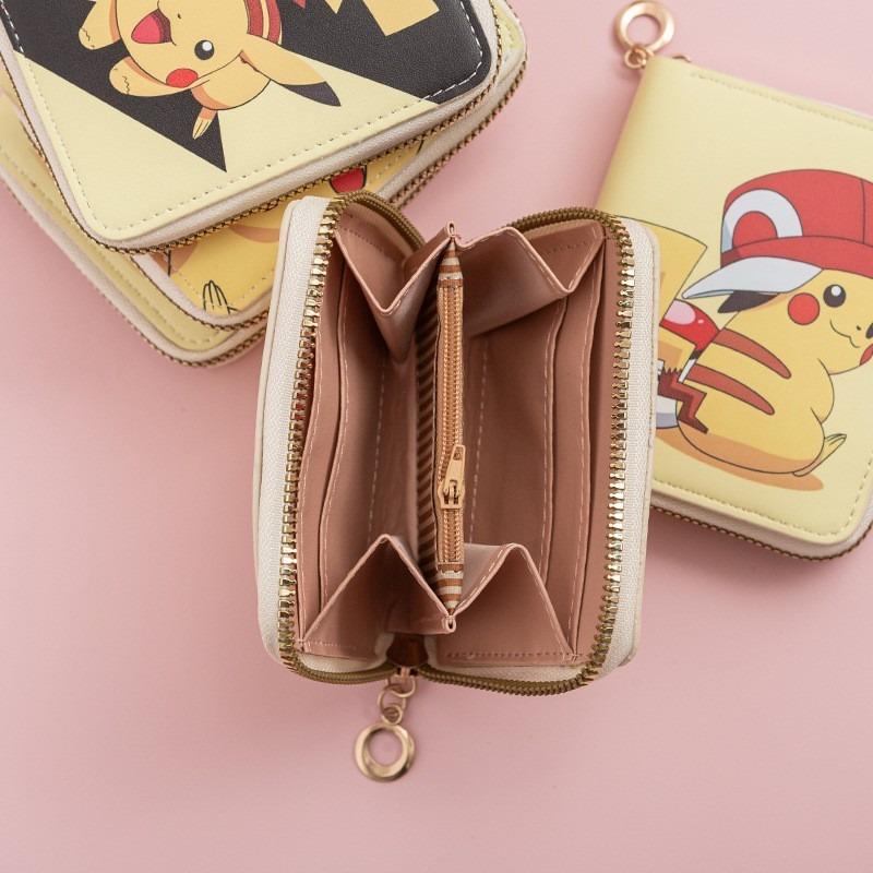 Fashion Pikachu Cute Printed Change Bag Cartoon Anime Schoolgirl Short Zipper Small Wallet Portable