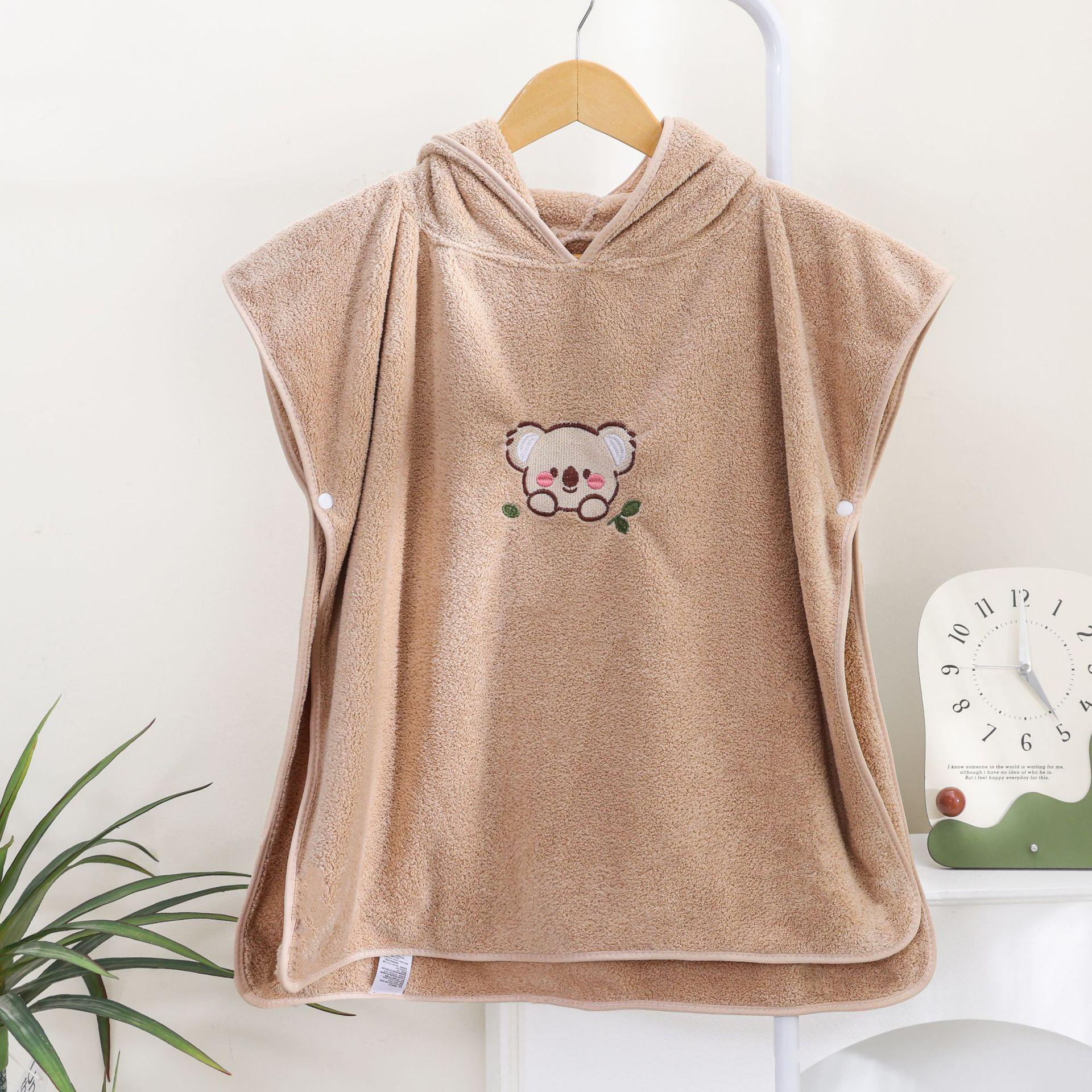 

Вишитий Ведмідь Кораловий Фліс Капюшон Рушник Пончо Дитячий Халат Малюк Душ Вбираючий Купальний Загорток