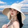 Big brim sun protection hat women's face shawl purple line summer cycling sun hat hiking hat windproof
