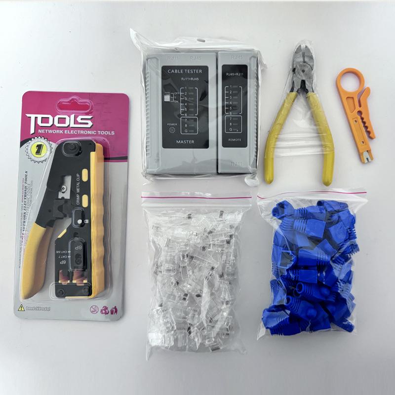 Multifunctional RJ45 Network Cable Crimper & Tester Set for Home Installation