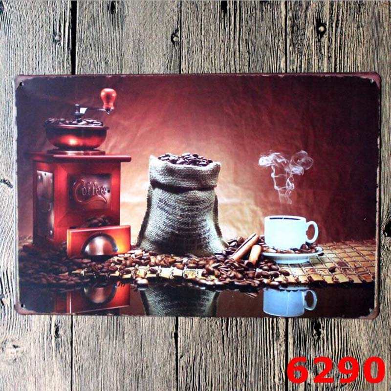 1pc Retro Metal Poster Coffee Sign Decor Plaque Vintage Tin Sign House Art License Poster Cafe Bar Metal Plates Wall Home Decor