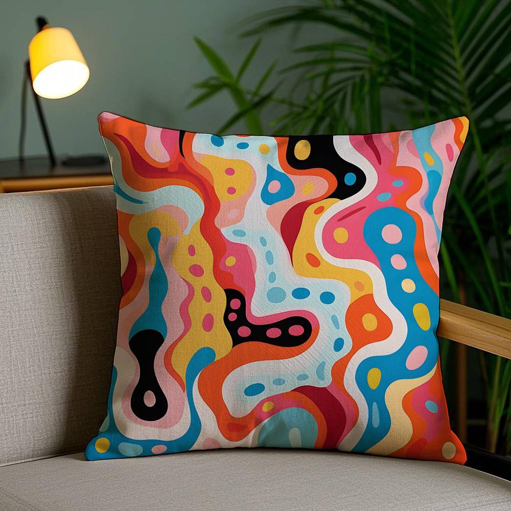 Abstract Geometric Pattern Pillow Case Anti-dustmite Pillowcase Invisible zipper silky short plush Sofa cushion cover
