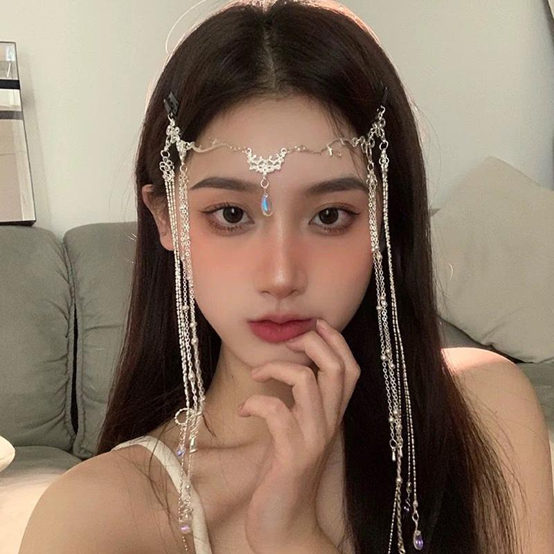 

Сладкое свадебное украшение для головы ручной работы Свадебная цепочка для головы Ювелирные украшения для волос для женщин Повязка на лоб Аксессуары