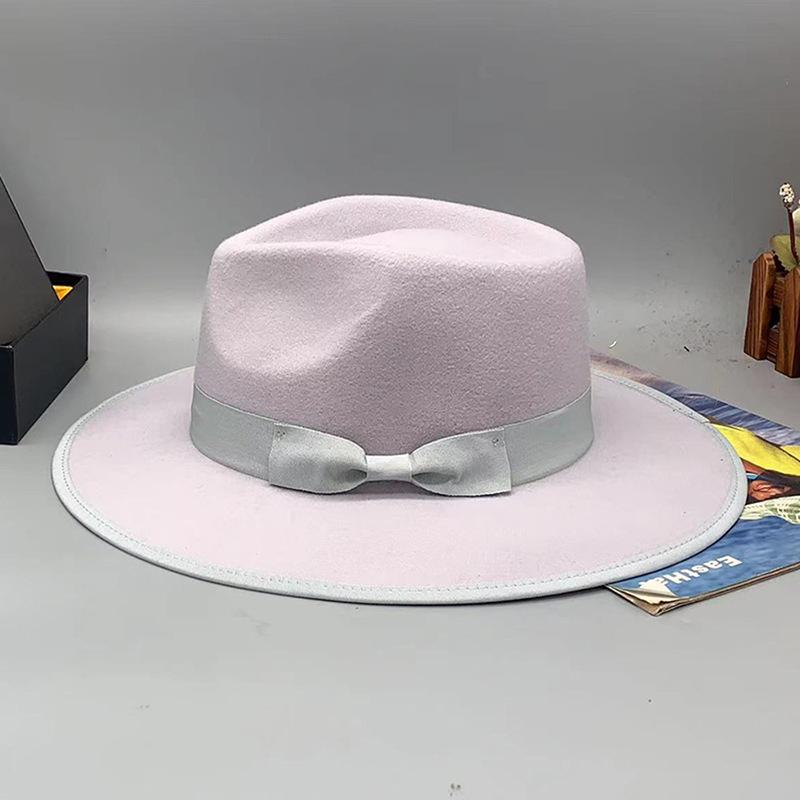 2023 Sombrero Fedora de Lana Sintética para Hombre Mujer Ala Ancha Accesorios de Lazo Pluma Otoño Invierno Caballero Sombrero Panamá Jazz