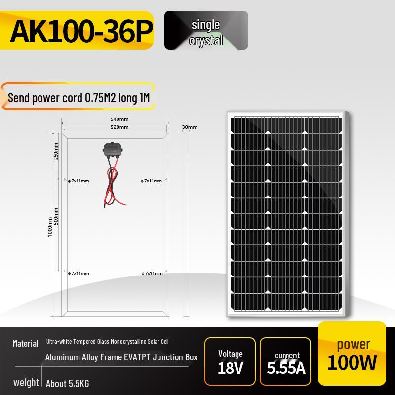 Brand New Monocrystalline Solar Panel 6V 12V 24V Home Power Generation System