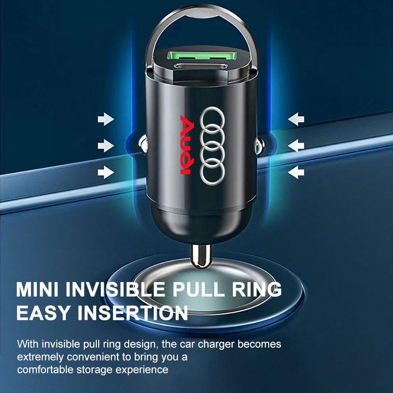 Mini Car Charger 12-24V Lighter Fast Charging Car USB Type C Charger For Audi TT Q3 Q5 Q7 Q8 B5 B6 B7 B8 B9 Q7 8P 8V 8L A3 A4 A5 A6 A7 A8 8L R8