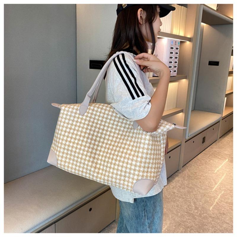 New Travel Bag Tote Bag Fresh Plaid Female College Student Backpack Travel Bag