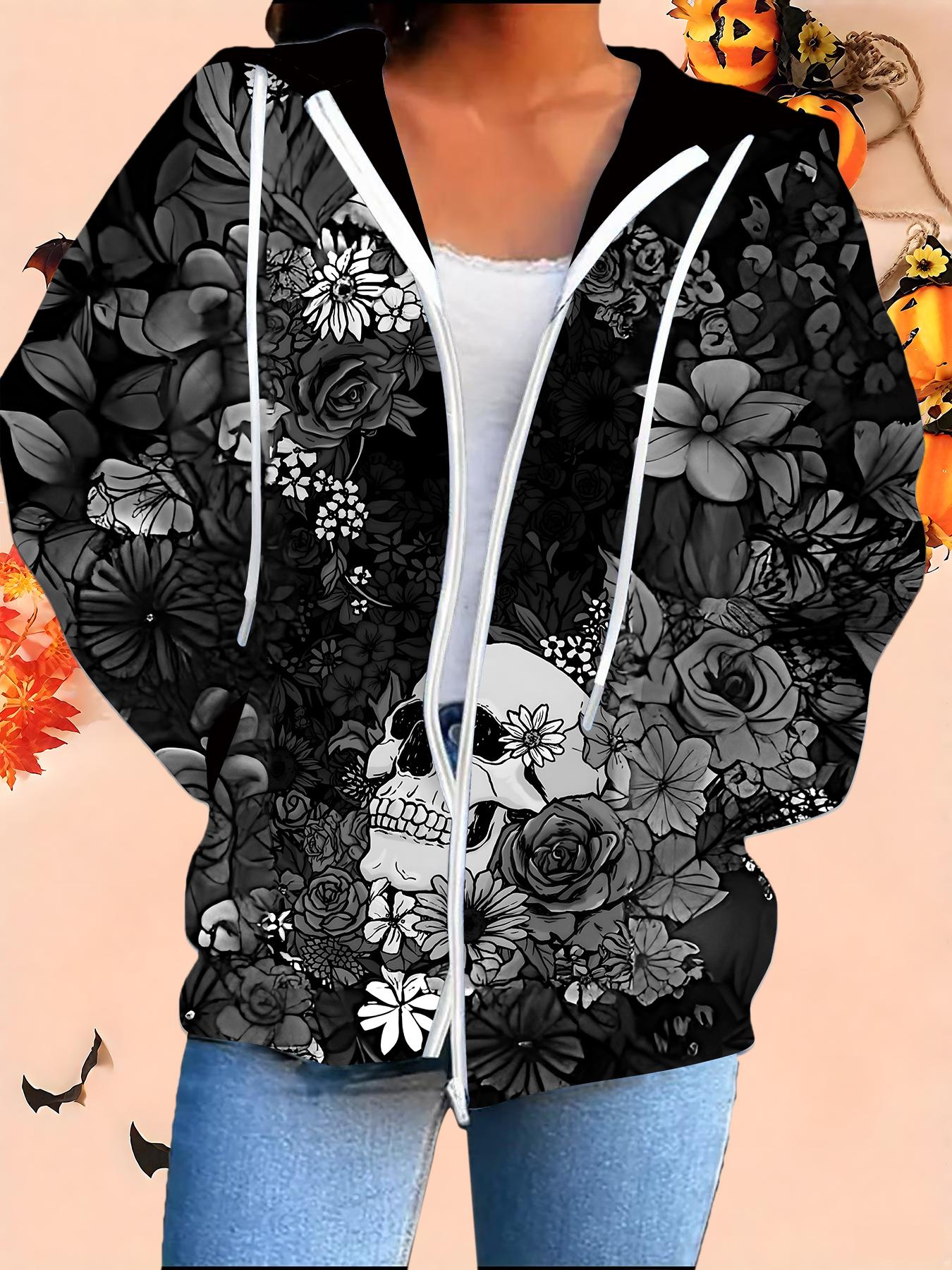 

Хэллоуин Кардиган с капюшоном 3D-принт Большой размер Осень Зима Ретро 1XL чёрный