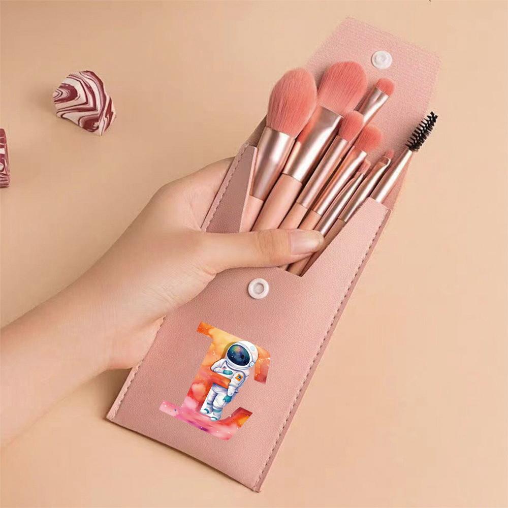 Premium Makeup Brushes Kit 8 Pieces Portable Blush Concealer Eyeshadow Brushes Synthetic Bristles Astronaut Letter Pattern