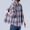 Fleece-Lined Plaid Mid-Length Wool Shirt for Women - Plus Size, Long-Sleeve Casual Outerwear