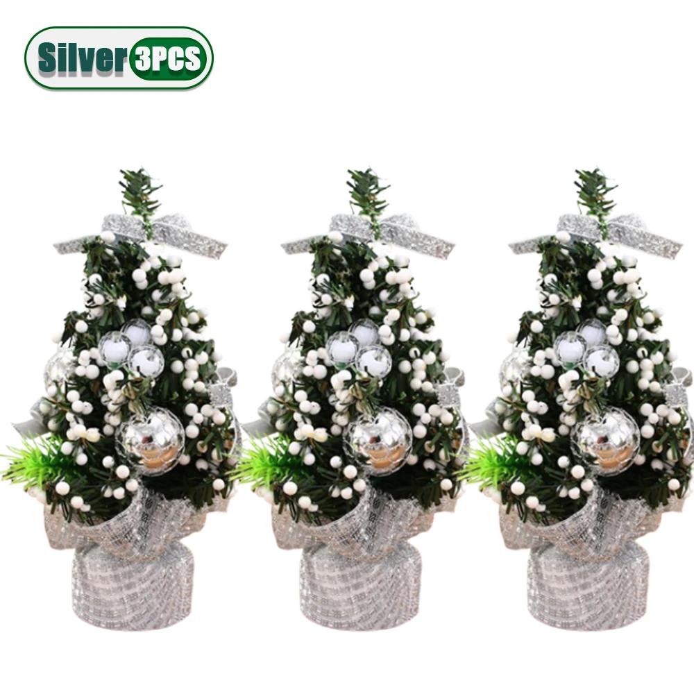 1-10PCS Mini Christmas Tree 20cm Desktop Decor with Gift Box Creative Holiday Ornament for Kids Room Office Party Decoration