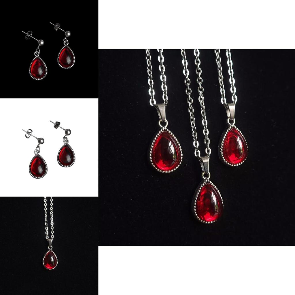Vampire Blood Drop Necklace Gothic Jewelry With Stainless Steel Chain For Men And Women