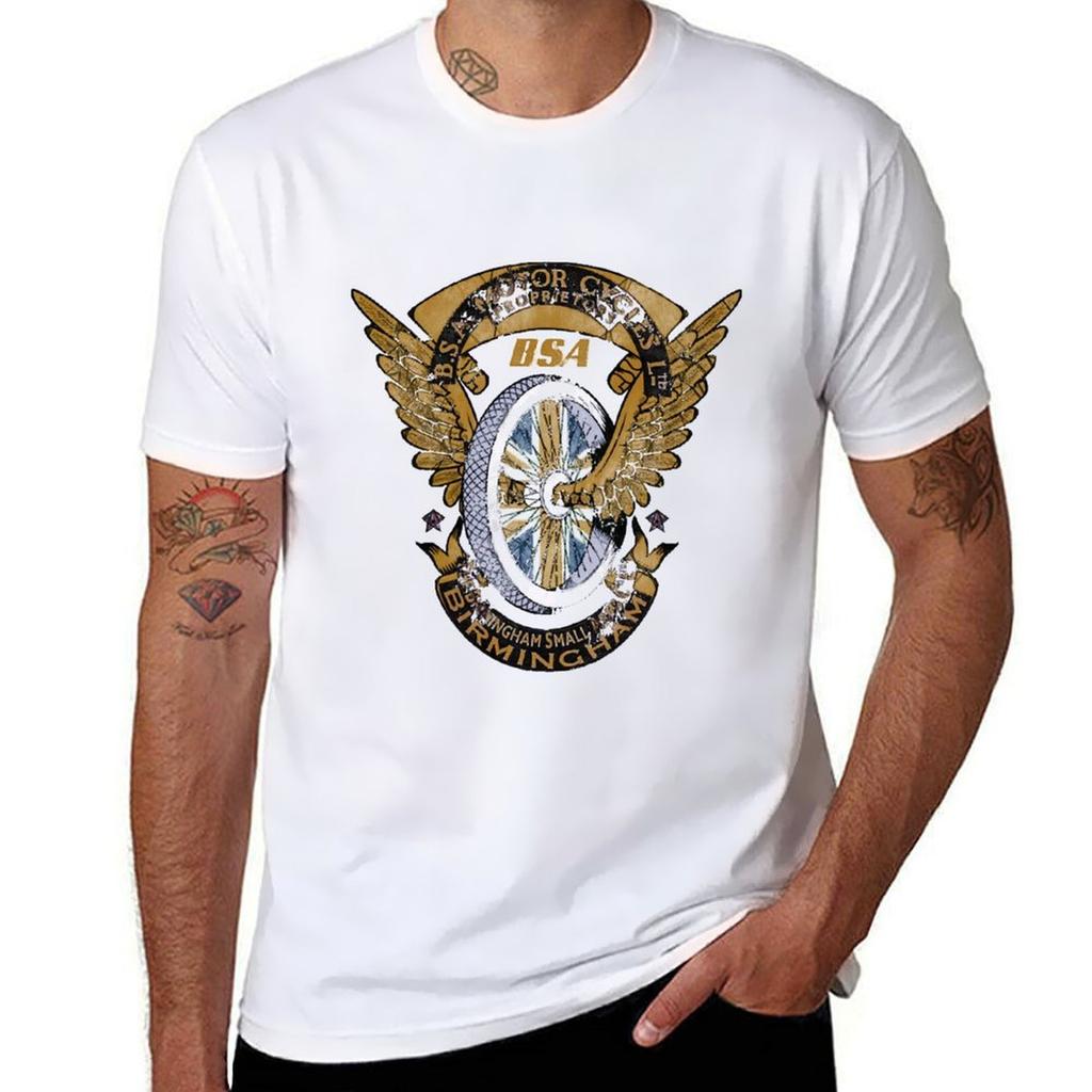 Vintage BSA Motorcycles Emblem by MotorManiac TShirt Casual Street Style Short Sleeve Tee