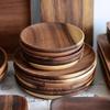 Wooden Plate Serving Tray Dishes Acacia Wood Dessert Snack Food Plate Appetizer Fruit Cake Plate Wooden Tray Kitchen Tableware