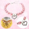 Dog Love Heart Pendant Faux Pearls Collar Necklace Rhinestones Pet Puppy Jewelry