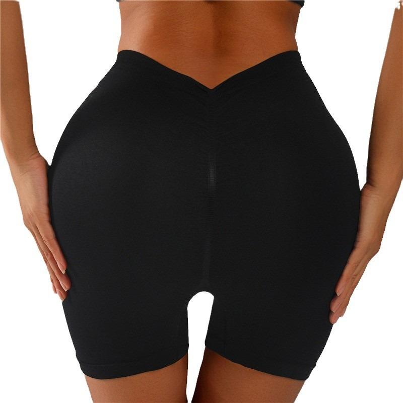 Bel Derin V Dar Krep Pantolon Kadın Dikişsiz Hızlı Kuruyan Spor Kalça Yoga Şortu Üç Nokta Fitness Pantolonu