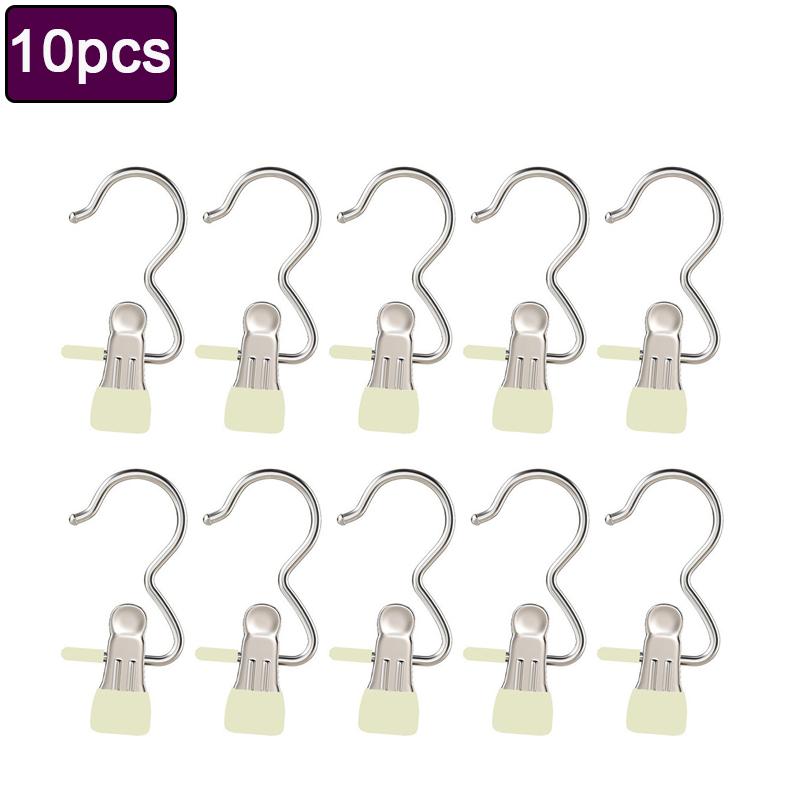 

10/20pcs Stainless Steel Clothespins Laundry Clothes Pegs Hook Portable Hanging Clothes Clip Wardrobe Clothes Organizer Hanger