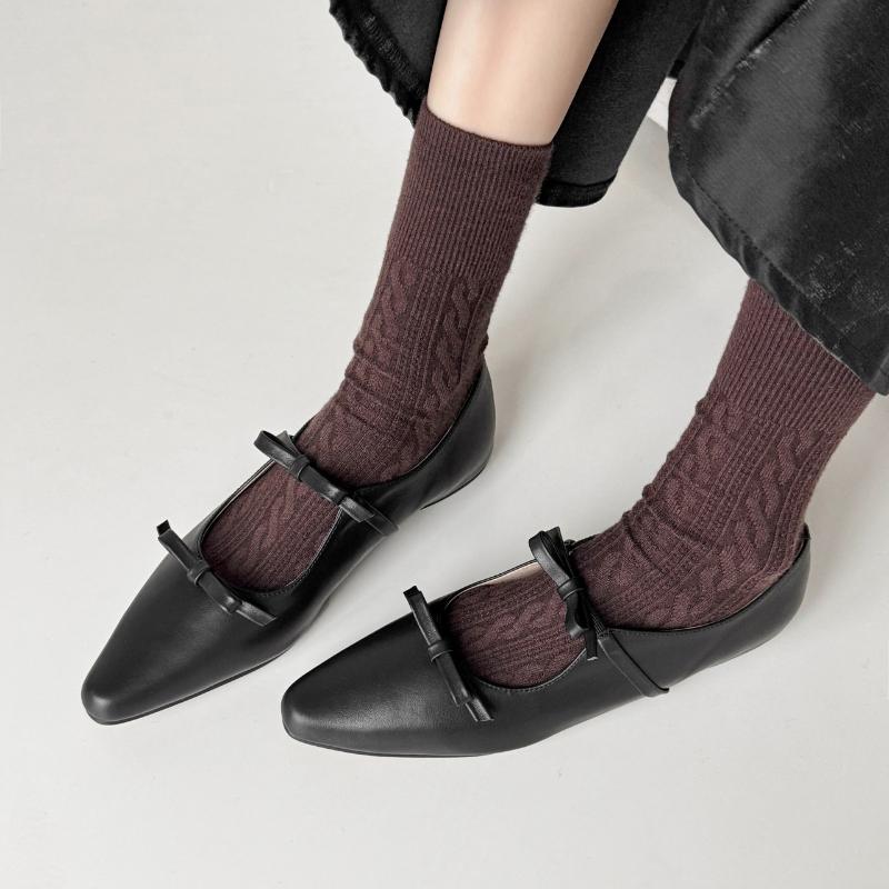 

Модная обувь женская 2025 Новые шлепанцы с закрытым носком на плоской платформе с внутренней танкеткой, туфли Мэри Джейн с острым носком и бантом-бабочкой, слайды с бантом-бабочкой 35 чёрный