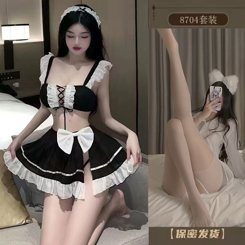 Sex lingerie cosplay mesh backless sexy maid multi-piece maid set batch one piece