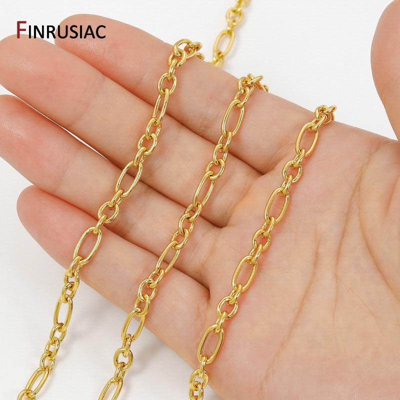 18K Gold Plated Brass 3:1 Special Chain Figaro Chain,High Quality Metal Chain for DIY Necklace Bracelet Making Accessories