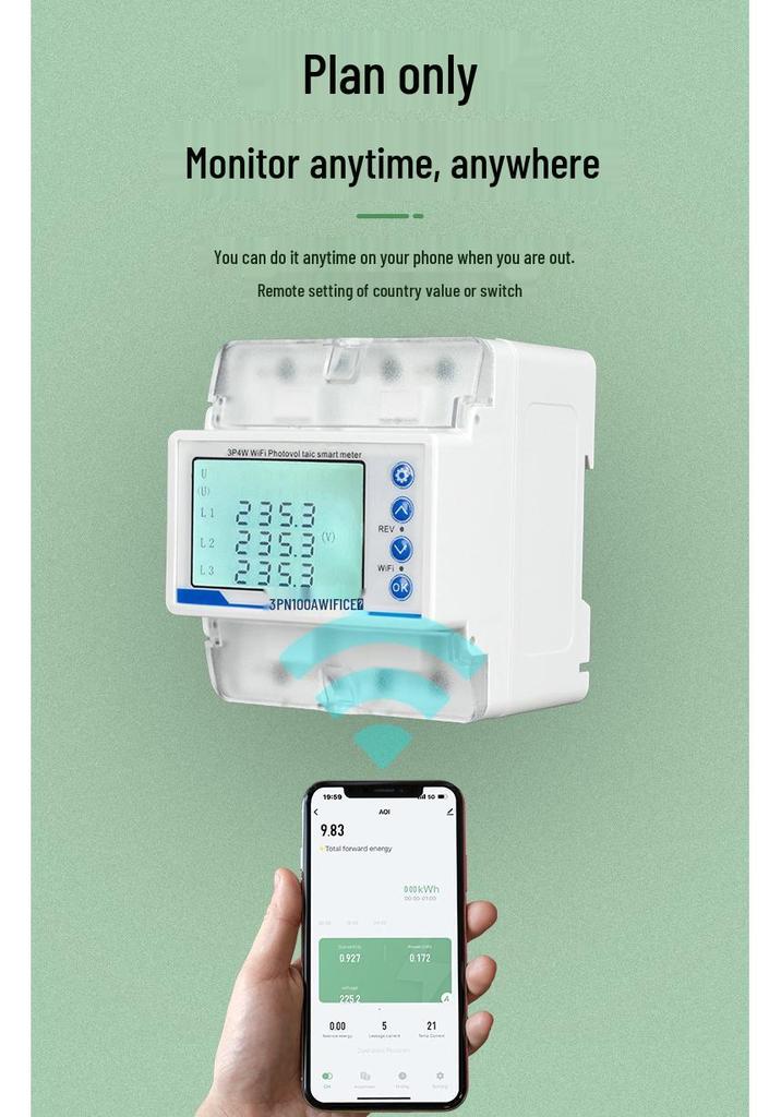 Graffiti Smart WiFi Remote Three-Phase 380V Electricity Meter with Over/Under Voltage & Phase Loss Protection