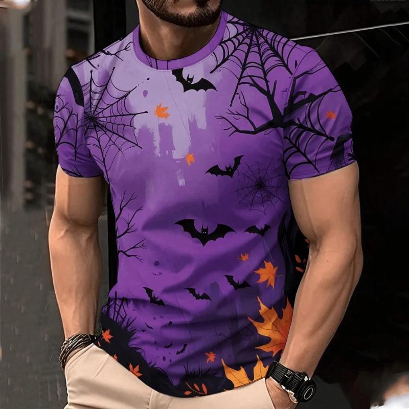 Summer Men's 3D Printed Crew Neck T-Shirt Halloween Dress Up