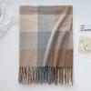 Autumn and winter British style plaid scarf men's and women's autumn and winter imitation cashmere scarf thickened warm fringed shawl scarf