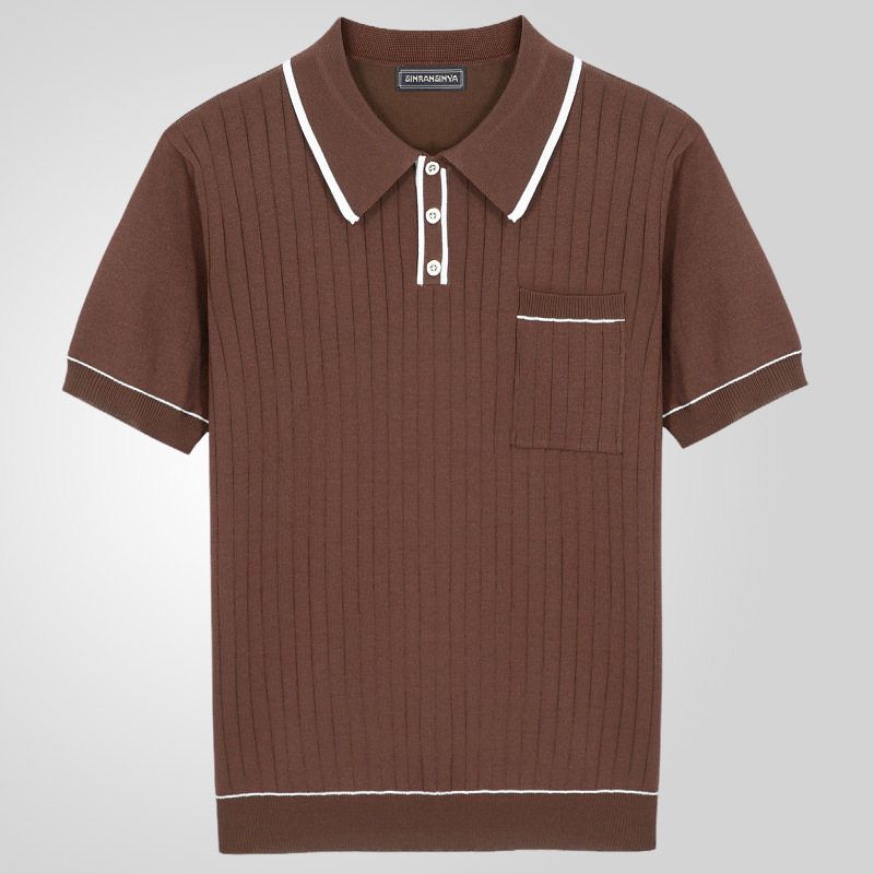 European and American Export Men's Clothing Amazon New Summer Knitwear Lapel Short-Sleeved Business Polo Shirt for Men Sy0186