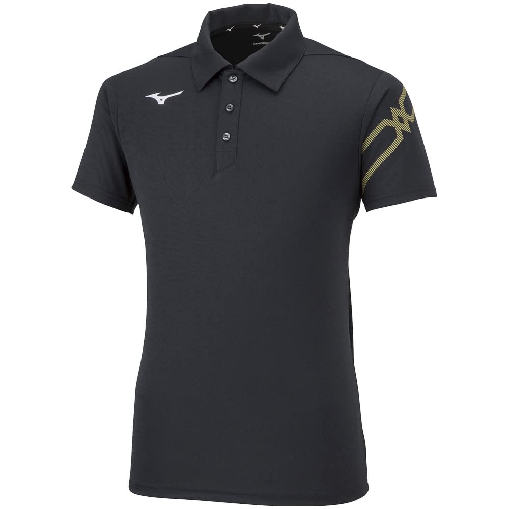 Mizuno Training Wear Polo Standard 32MA2176 Shirt, Sweat-Wicking, Quick-Drying, Fit, Deodorizing, Black, XS,