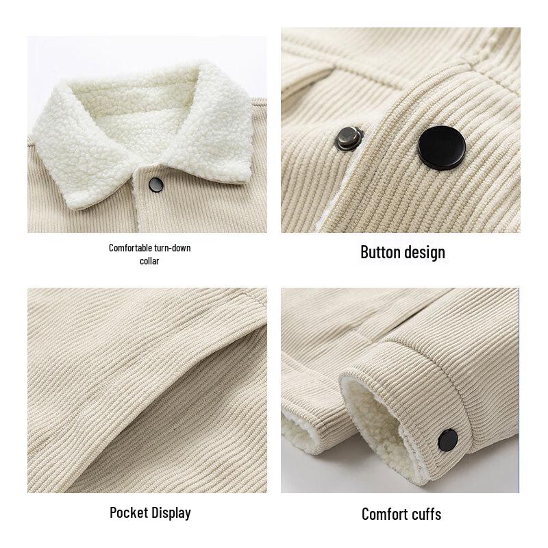 Mao Ren Men's Trendy Winter Corduroy Lamb Fleece Padded Jacket