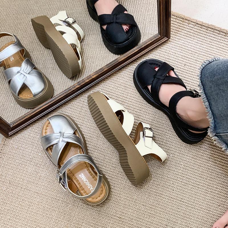 Thick-soled heightening bag head sandals women's new summer skirt casual beach Roman sandals