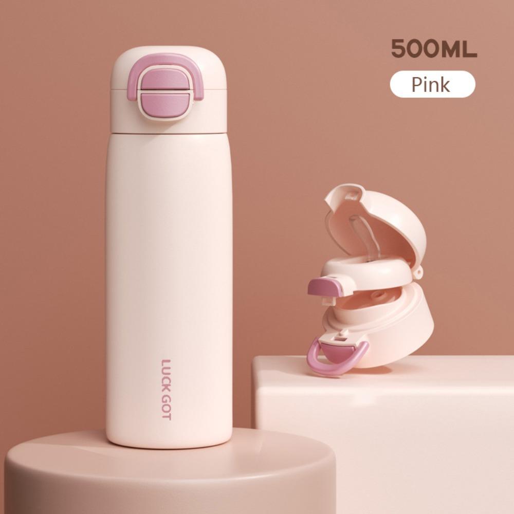 

500ML Thermal Mug Double Drink Insulated Cup Portable Double Drink Vacuum Flasks Tea рожевий