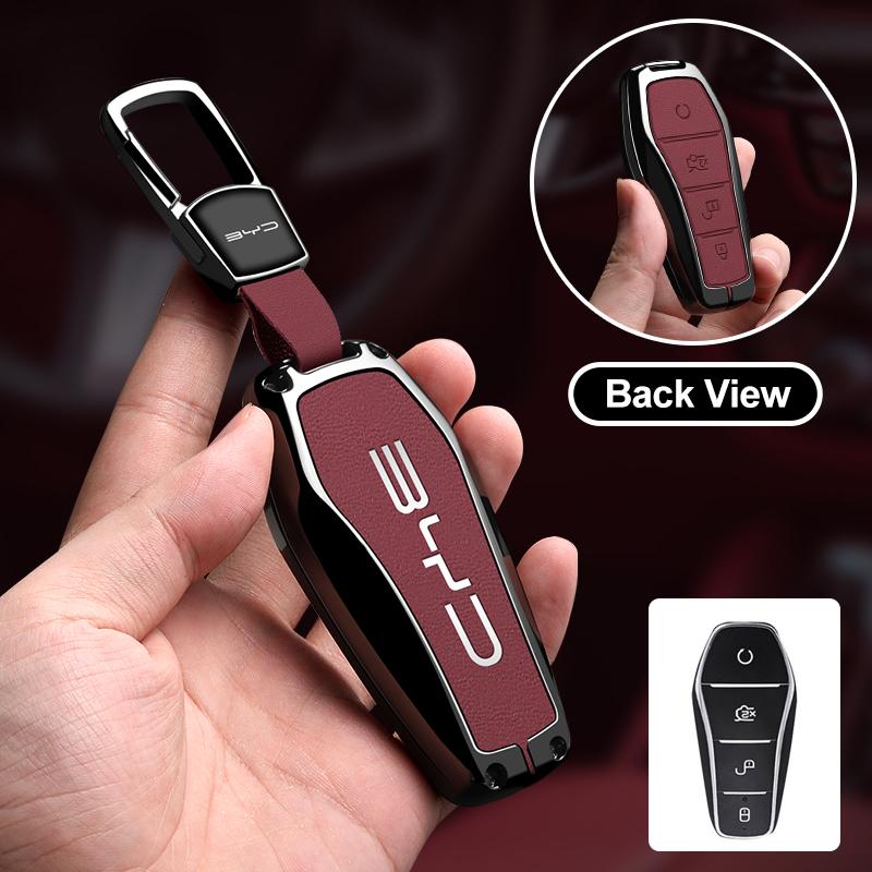 

Metal Leather Car Key Case Protection Cover for BYD Atto 3 Song Plus Seal Han EV Dolphin Qin Plus U Dmi Yuan Pro Car Accessories