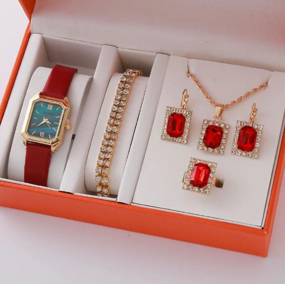 

European And American Jewelry Pendant Necklace Earrings Ring Diamond Set Three-Piece Fashion Bridal Decorative Jewelry Set bulk price
