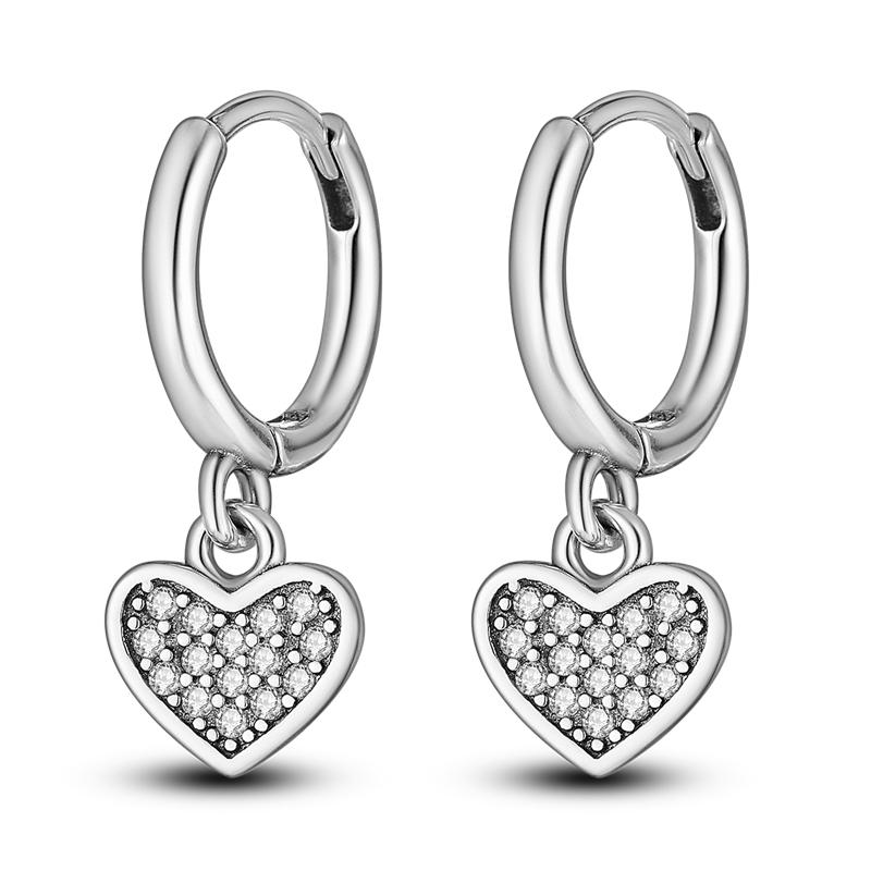 925 Silver Exquisite Simple Love Heart Series Drop Earring For Woman Fashion Party Gift Elegant Jewelry Accessories