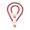 Beaded Heart Pendant Jewelry Set Crystal Pearl Necklace Set Necklace Bracelet Set  Wedding Party